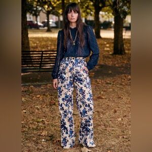 Sezane Theophile Blue Flowers NWT sz 42 / 10 hemmed